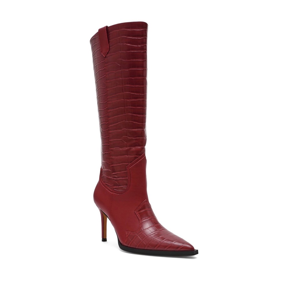 Steven by Steve Madden Lanza Red Croc Knee High Boots 6.5
